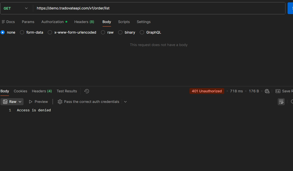 Tradovate-API-401-Antwort mit failureText Access is denied im Live-Modus