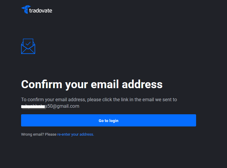 Tradovate demo account registration form showing name, email, and password fields