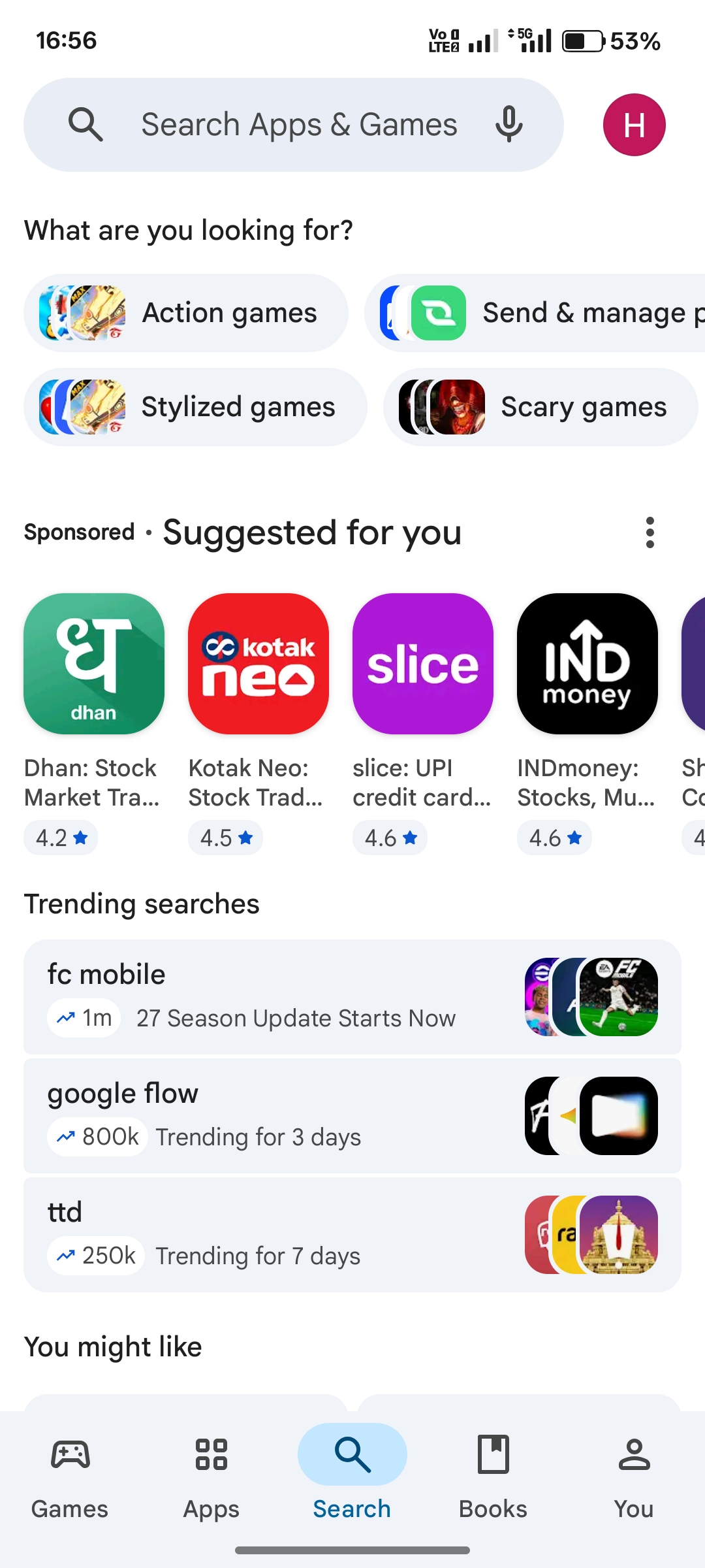 App Store icon on iOS and Google Play Store icon on Android